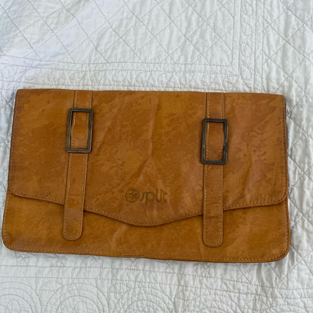 Faux leather look Split envelope clutch
